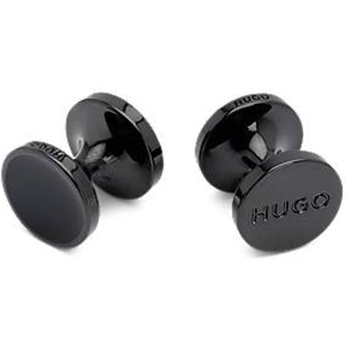 Boutons de manchette ronds avec insert en émail coloré - HUGO - Modalova