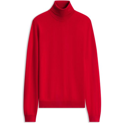 Pull à col roulé en laine mérinos avec logo brodé - HUGO - Modalova