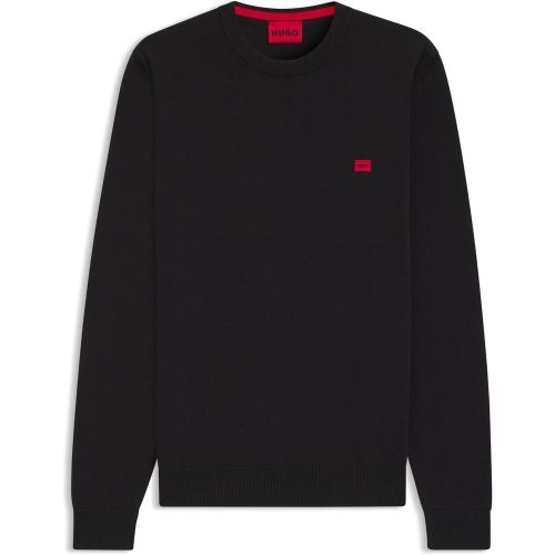 Pull en coton avec étiquette logo rouge - HUGO - Modalova