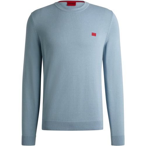 Pull en coton avec étiquette logotée rouge - HUGO - Modalova
