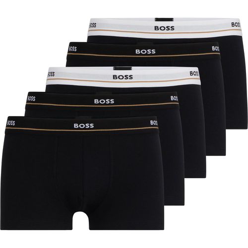Lot de cinq boxers courts en coton stretch avec taille à logo - Boss - Modalova
