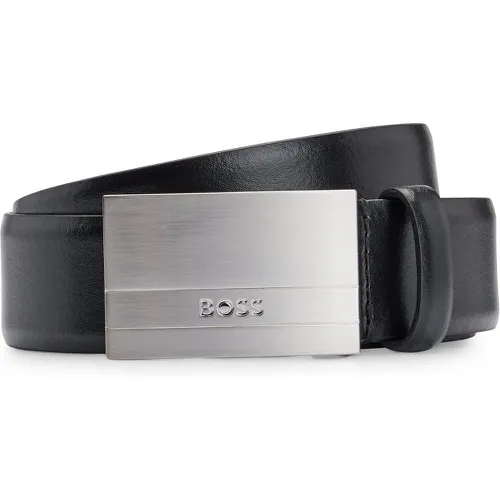 Ceinture en cuir italien avec boucle plate logotée - Boss - Modalova