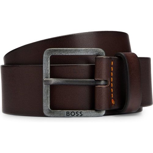 Ceinture en cuir avec logo et garniture en ruthénium foncé - Boss - Modalova