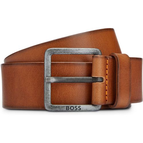 Ceinture en cuir avec logo et garniture en ruthénium foncé - Boss - Modalova