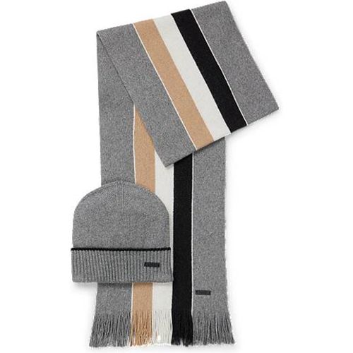 Coffret cadeau avec écharpe et bonnet à logos - Boss - Modalova