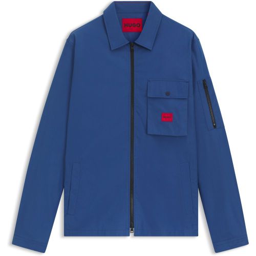 Surchemise zippée en toile de coton mélangé avec étiquette logo - HUGO - Modalova