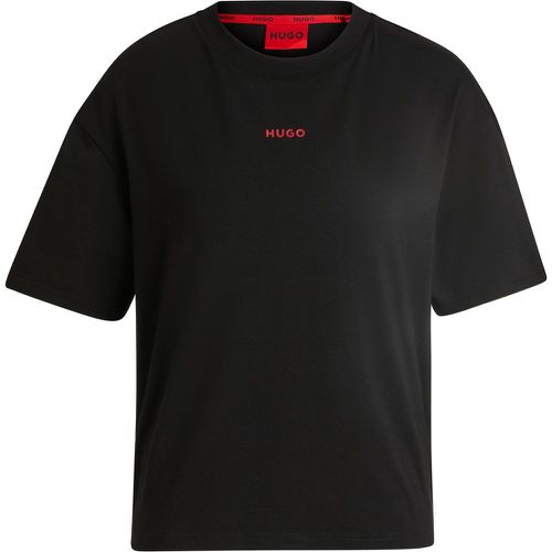 T-shirt décontracté en jersey doux à logo contrastant - HUGO - Modalova