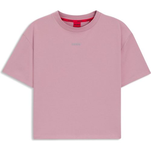 T-shirt Relaxed en jersey doux à logo contrastant - HUGO - Modalova