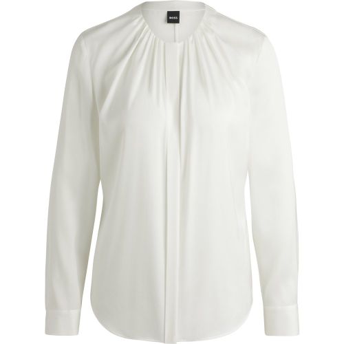 Chemisier en crêpe de soie stretch avec encolure froncée - Boss - Modalova