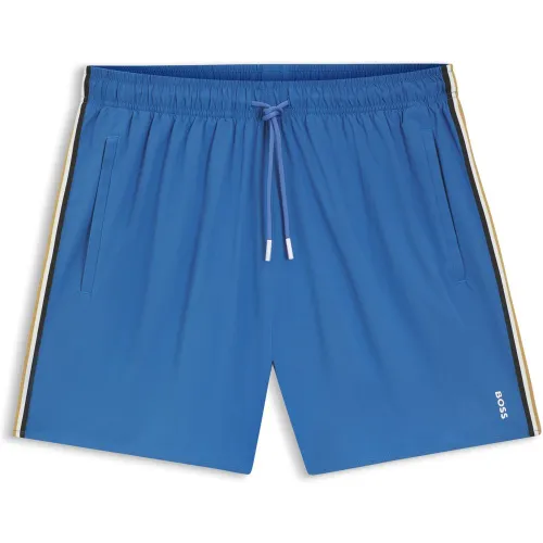 Short de bain avec rayures emblématiques et logo - Boss - Modalova