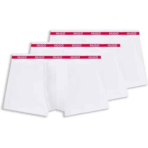 Lot de trois boxers courts en coton stretch avec taille logo - HUGO - Modalova