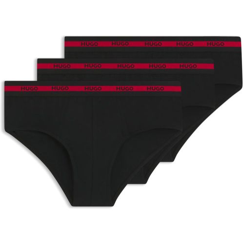Lot de trois slips en coton stretch avec logo - HUGO - Modalova