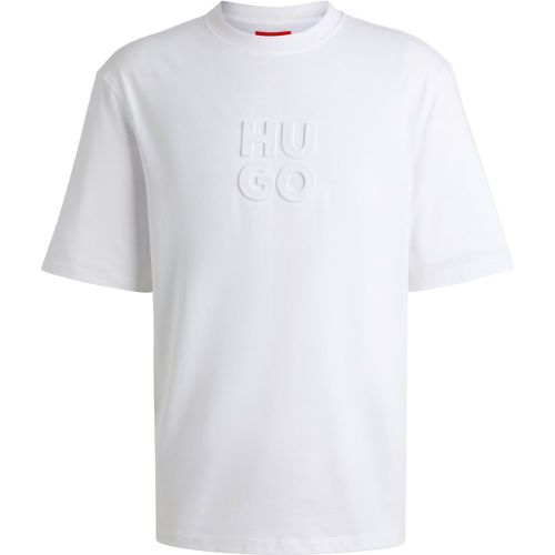T-shirt en jersey de coton avec logo revisité embossé - HUGO - Modalova