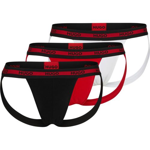 Lot de trois jockstraps en coton stretch à logos - HUGO - Modalova