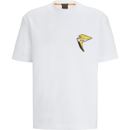 T-shirt en jersey de coton à patch logo d’inspiration course automobile - Boss - Modalova