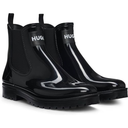 Bottes de pluie Chelsea en matière brillante avec patch logo - HUGO - Modalova