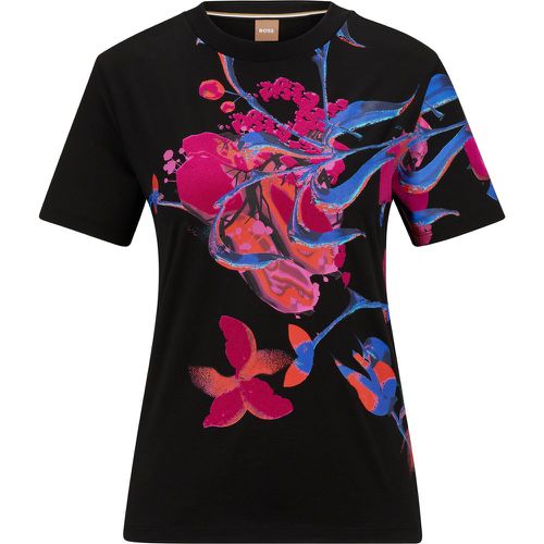 T-shirt Slim Fit en coton biologique à motif artistique de la saison - Boss - Modalova