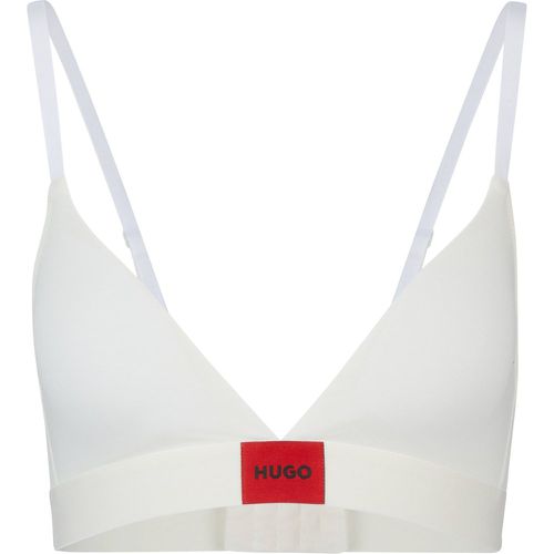 Soutien-gorge triangle en coton stretch avec étiquette logotée rouge - HUGO - Modalova