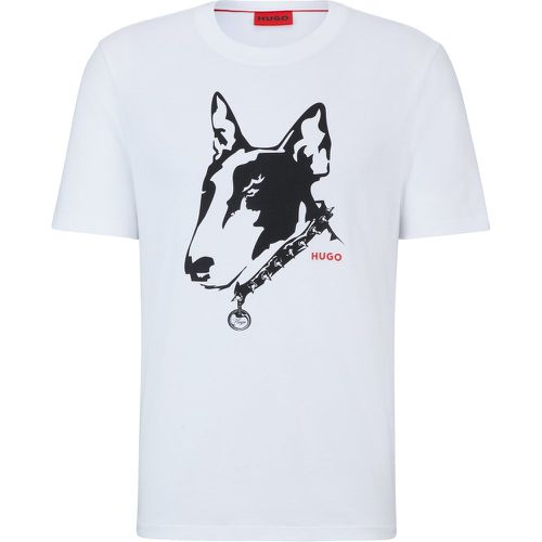 T-shirt en jersey de coton à motif chien artistique - HUGO - Modalova