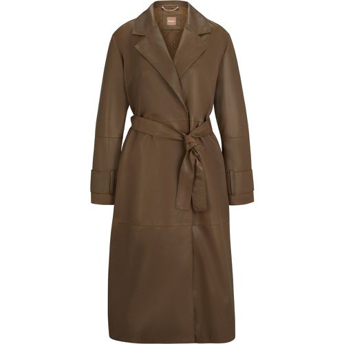 Manteau long en cuir nappa avec ceinture - Boss - Modalova
