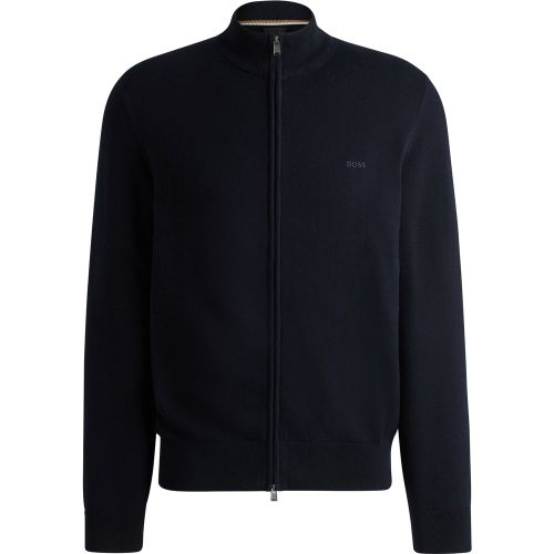 Cardigan zippé en maille de coton avec logo brodé - Boss - Modalova
