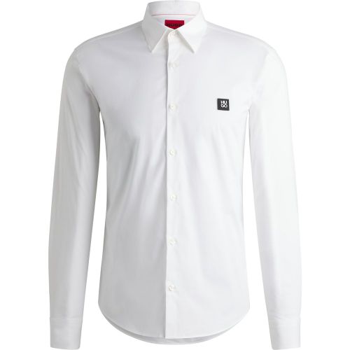 Chemise Slim en coton stretch avec logo revisité - HUGO - Modalova