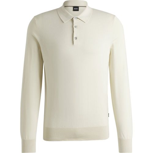 Pull Regular en maille de jersey de coton avec col polo - Boss - Modalova