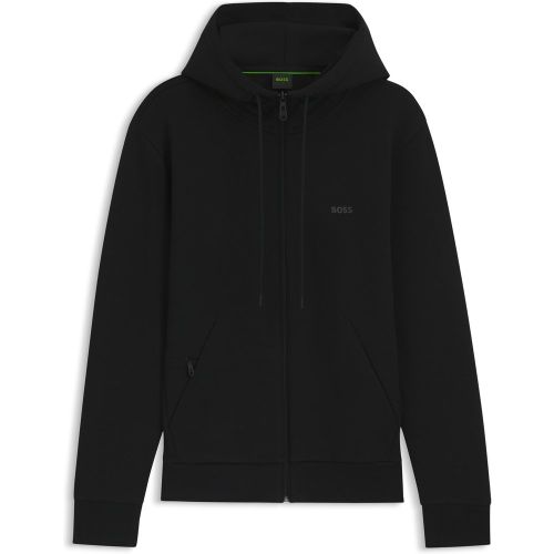 Sweat à capuche zippé en coton stretch avec logo imprimé - Boss - Modalova
