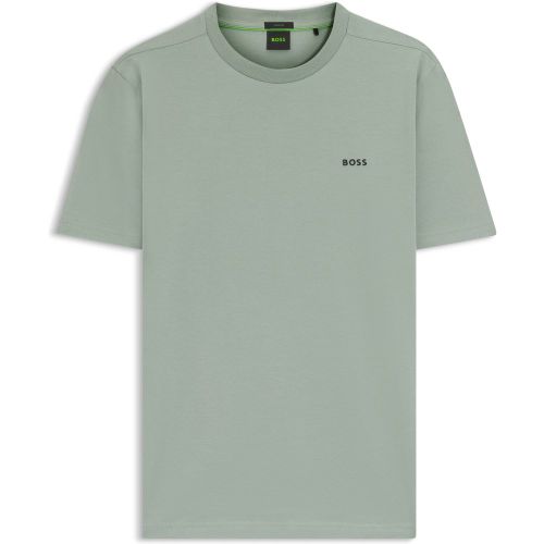 T-shirt en coton stretch avec logo contrastant - Boss - Modalova