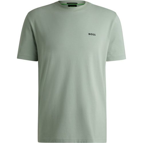T-shirt Regular en coton stretch avec logo contrastant - Boss - Modalova