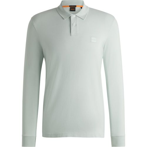 Polo Slim en coton stretch à patch logoté - Boss - Modalova