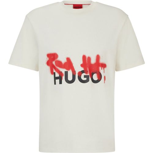 T-shirt Relaxed Fit en coton à motif artistique imprimé effet graffiti - HUGO - Modalova