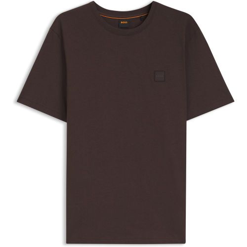 T-shirt en jersey de coton avec patch logo - Boss - Modalova