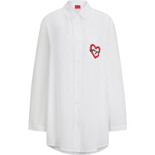 Chemise de nuit boutonnée avec logo de la nouvelle saison - HUGO - Modalova