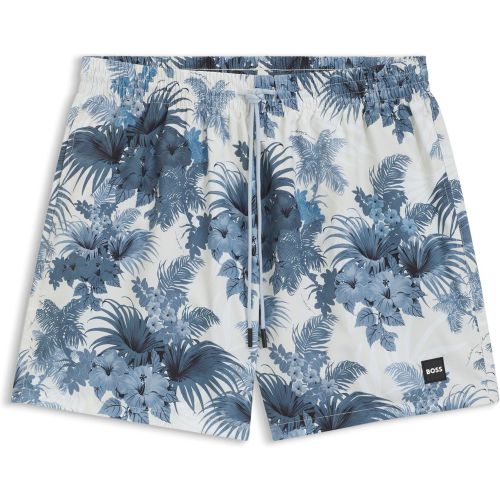 Short de bain à imprimé intégral et badge logoté - Boss - Modalova