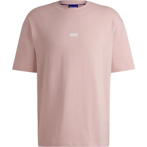 T-shirt Loose en coton avec logo artistique au dos - HUGO - Modalova