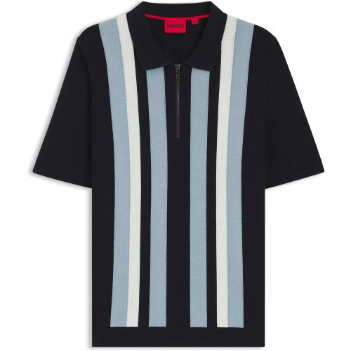 Polo à encolure zippée et rayures verticales - HUGO - Modalova