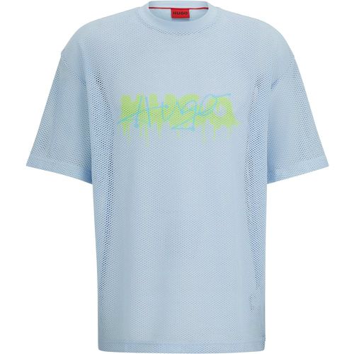 T-shirt oversize en mesh avec logo de la nouvelle saison - HUGO - Modalova