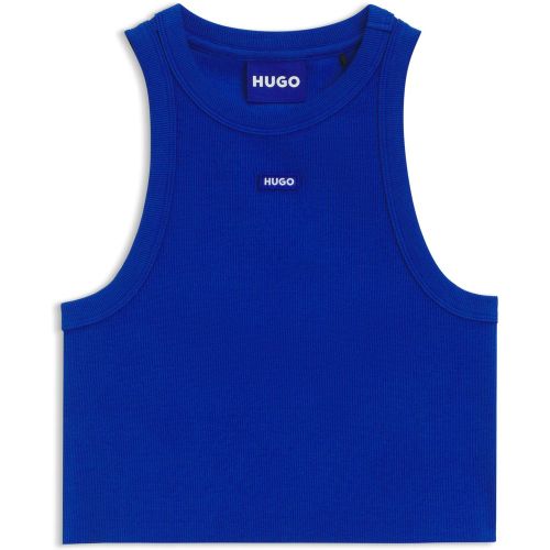 Débardeur en coton stretch côtelé avec badge logoté - HUGO - Modalova