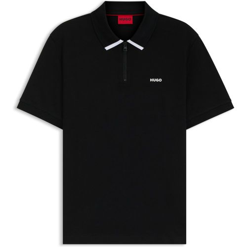 Polo en piqué de coton avec logo contrastant - HUGO - Modalova