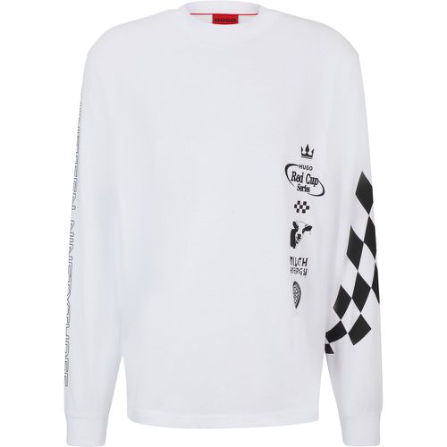 T-shirt en jersey de coton avec imprimés inspirés de l’univers de la course automobile - HUGO - Modalova