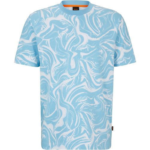 T-shirt Relaxed Fit en jersey de coton à imprimé vagues - Boss - Modalova