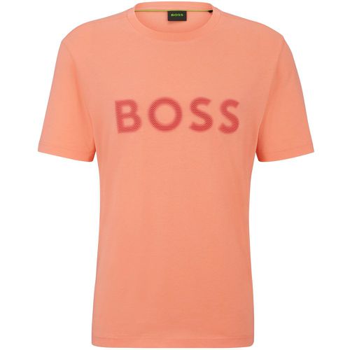 T-shirt Regular Fit en jersey de coton avec logo en mesh - Boss - Modalova