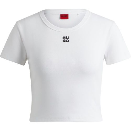 T-shirt court Slim Fit en coton mélangé à logo revisité - HUGO - Modalova