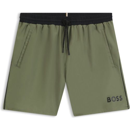 Short de bain à logo contrastant et liseré - Boss - Modalova