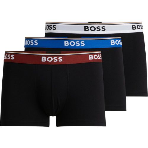 Lot de trois boxers courts en coton stretch avec taille logotée - Boss - Modalova