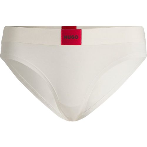 Slip en coton stretch avec étiquette logotée rouge - HUGO - Modalova