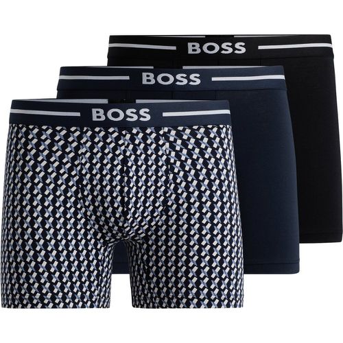 Lot de trois boxers longs en coton stretch - Boss - Modalova