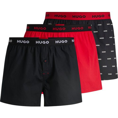 Lot de trois boxers en coton avec taille logotée - HUGO - Modalova