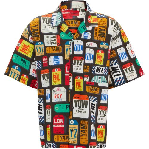Chemise Oversize en popeline de coton à imprimé de la saison - HUGO - Modalova